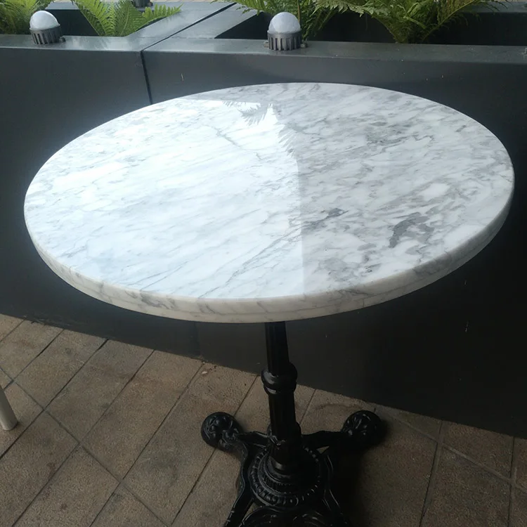 D60X42Cm Double White Round Metal Coffee Table Marble
