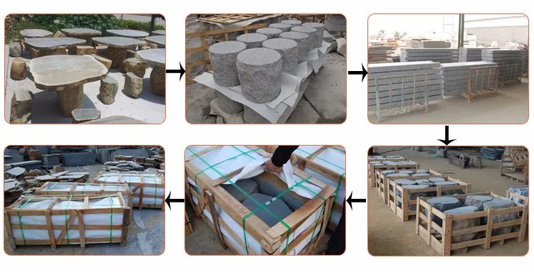 Public Garden Outdoor Furniture Solid Natural Round Granite Stone Table