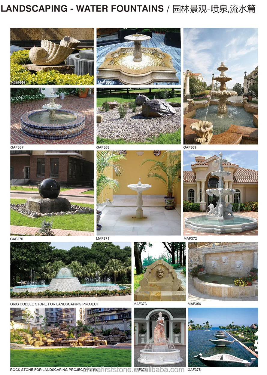 Fuente de agua para jardín con bola giratoria redonda de piedra negra GAF370