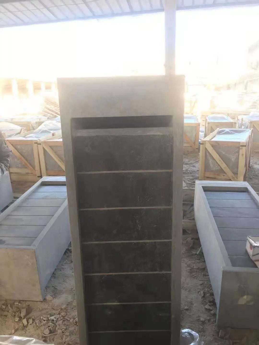 MAMG006 Wholesale Blue Limestone Garden Letter Box Stone Mailbox Outdoor With Stand Design