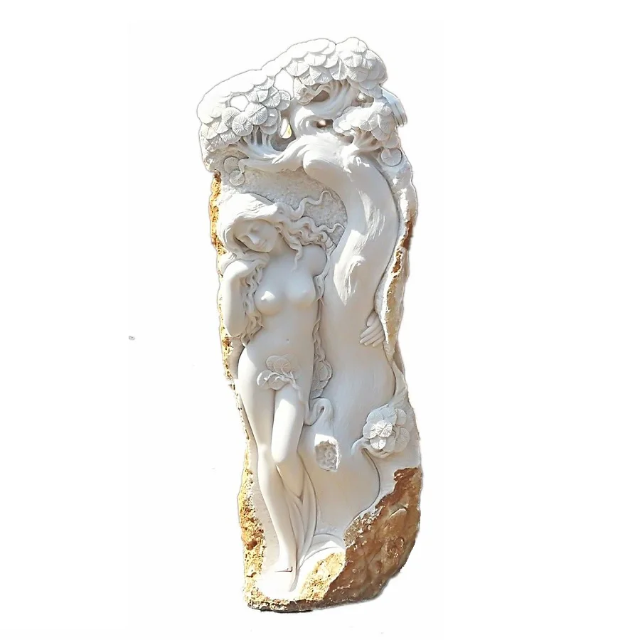 Natural White Marble Stone Life Size Naked Woman Sexy Garden Figure Statues Sculpture