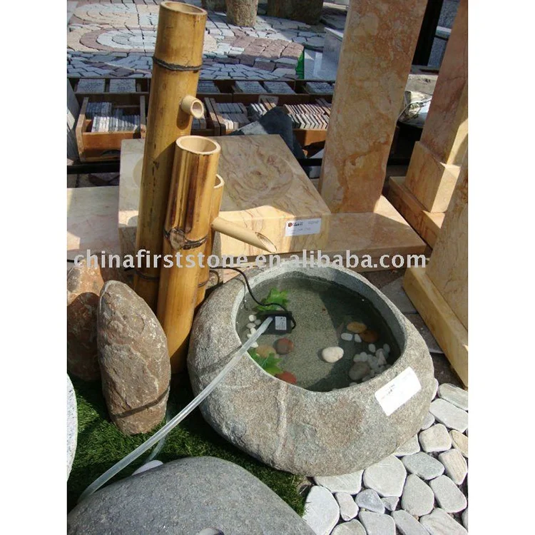Indoor Stone Bamboo Japanese Water Fountain Decorative