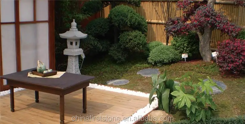 GGL376 Escultura de linterna de granito tallada en gris, blanco y amarillo, ideal para interiores y exteriores, jardín, hogar, hotel