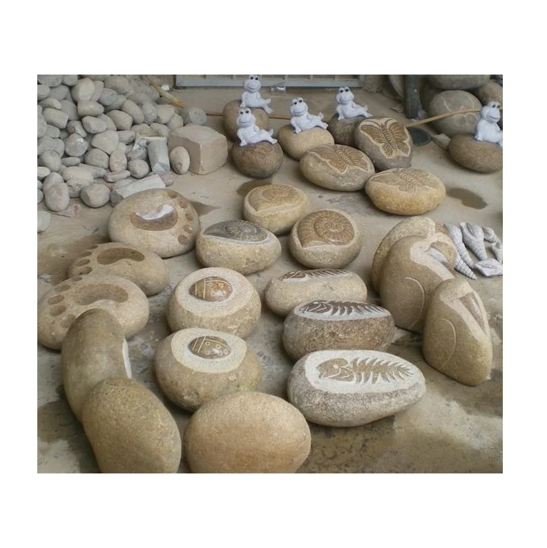 Natural River Pebble Carving Garden Decoration River Stone Butterfly Sculpture