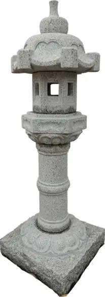 GGL376 Escultura de linterna de granito tallada en gris, blanco y amarillo, ideal para interiores y exteriores, jardín, hogar, hotel