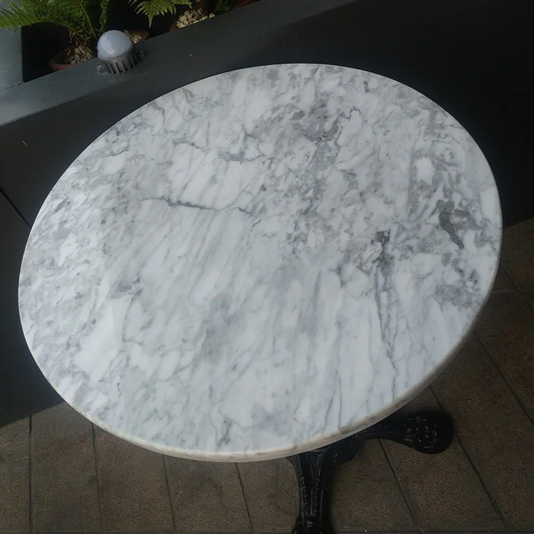 D60X42Cm Double White Round Metal Coffee Table Marble