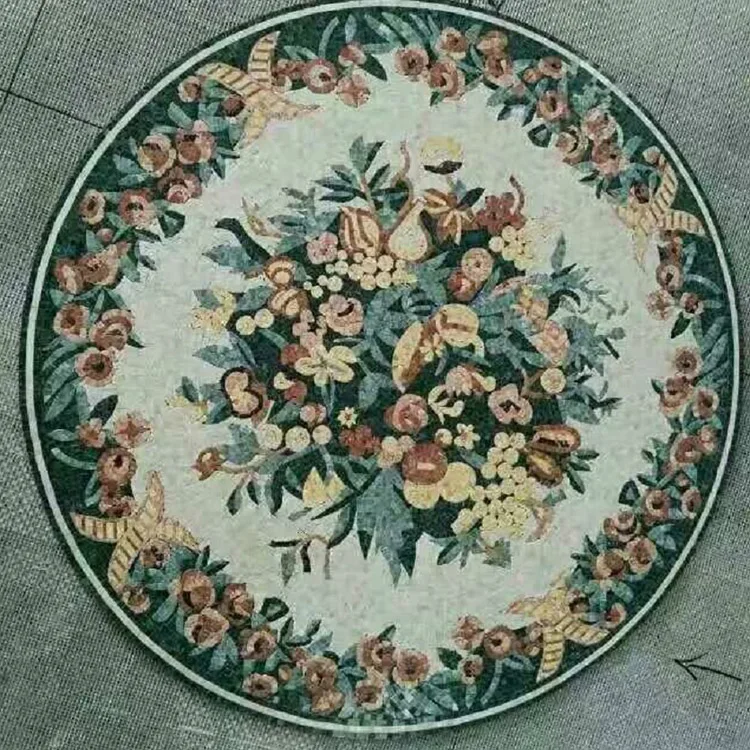 Natural Stone Round Mosaic Table Top Garden Coffee Table