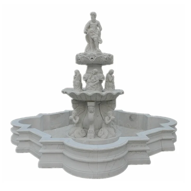 Fontaine à eau en travertin pour jardin extérieur