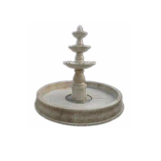 Fontaine à eau en travertin pour jardin extérieur