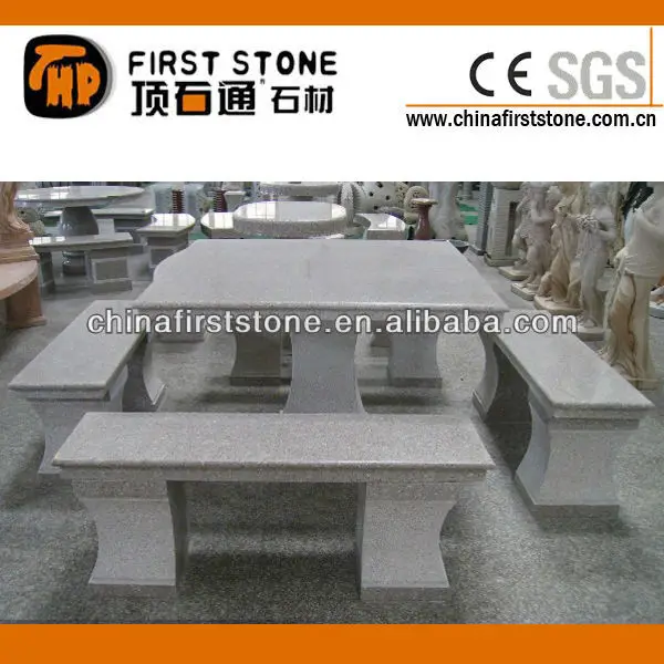 Public Garden Outdoor Furniture Solid Natural Round Granite Stone Table