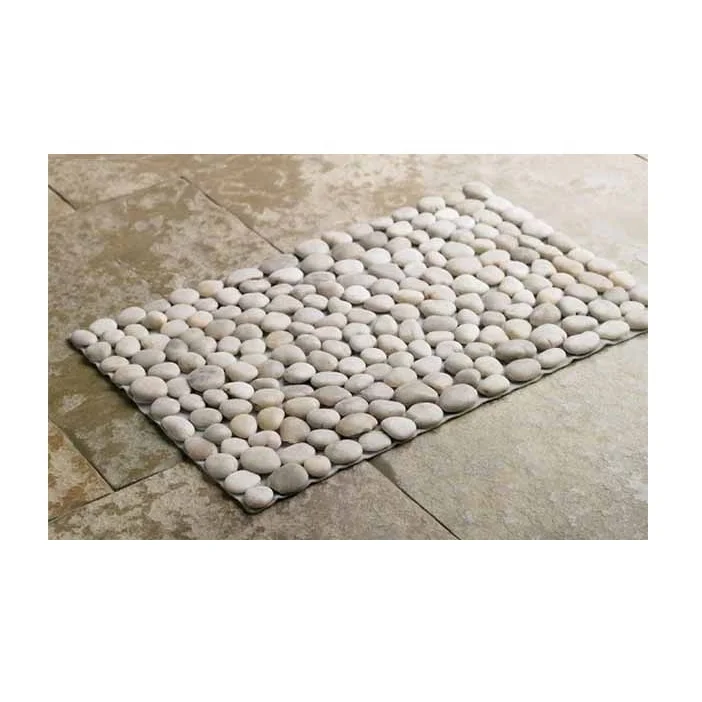 Polished Natural Pebble Stone Carpet Foot Message Bath Mats