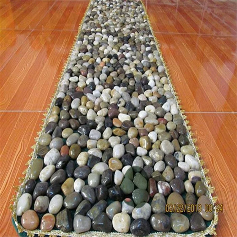 Polished Natural Pebble Stone Carpet Foot Message Bath Mats