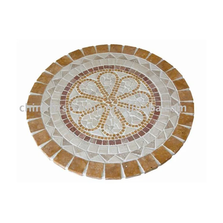 Natural Stone Round Mosaic Table Top Garden Coffee Table