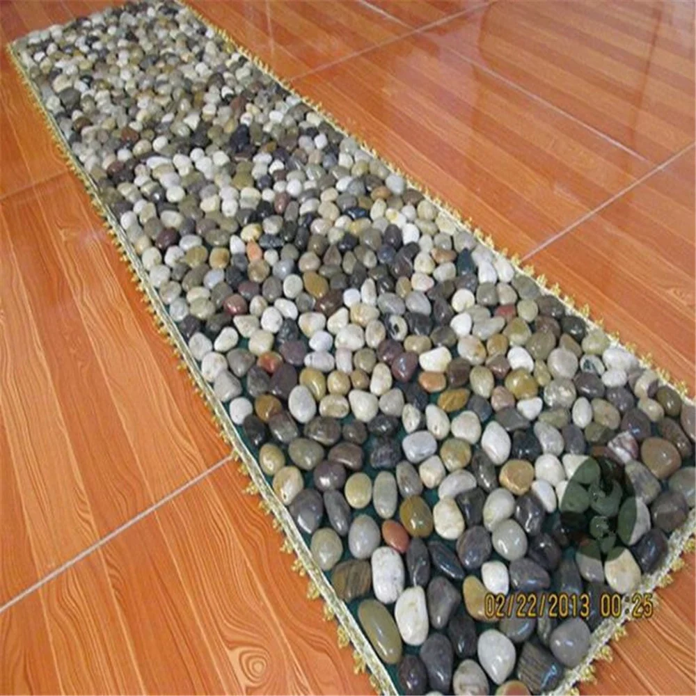Polished Natural Pebble Stone Carpet Foot Message Bath Mats