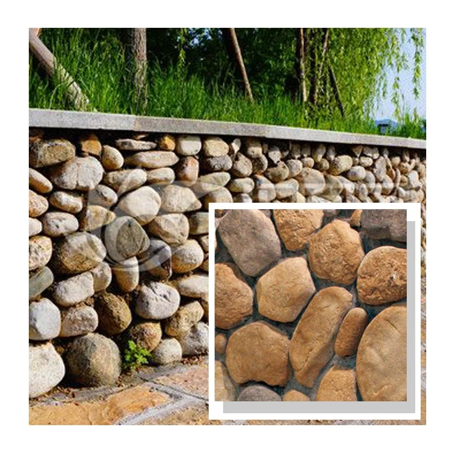 Villa Decoration River Pebble Rock Stone Retaining Walls