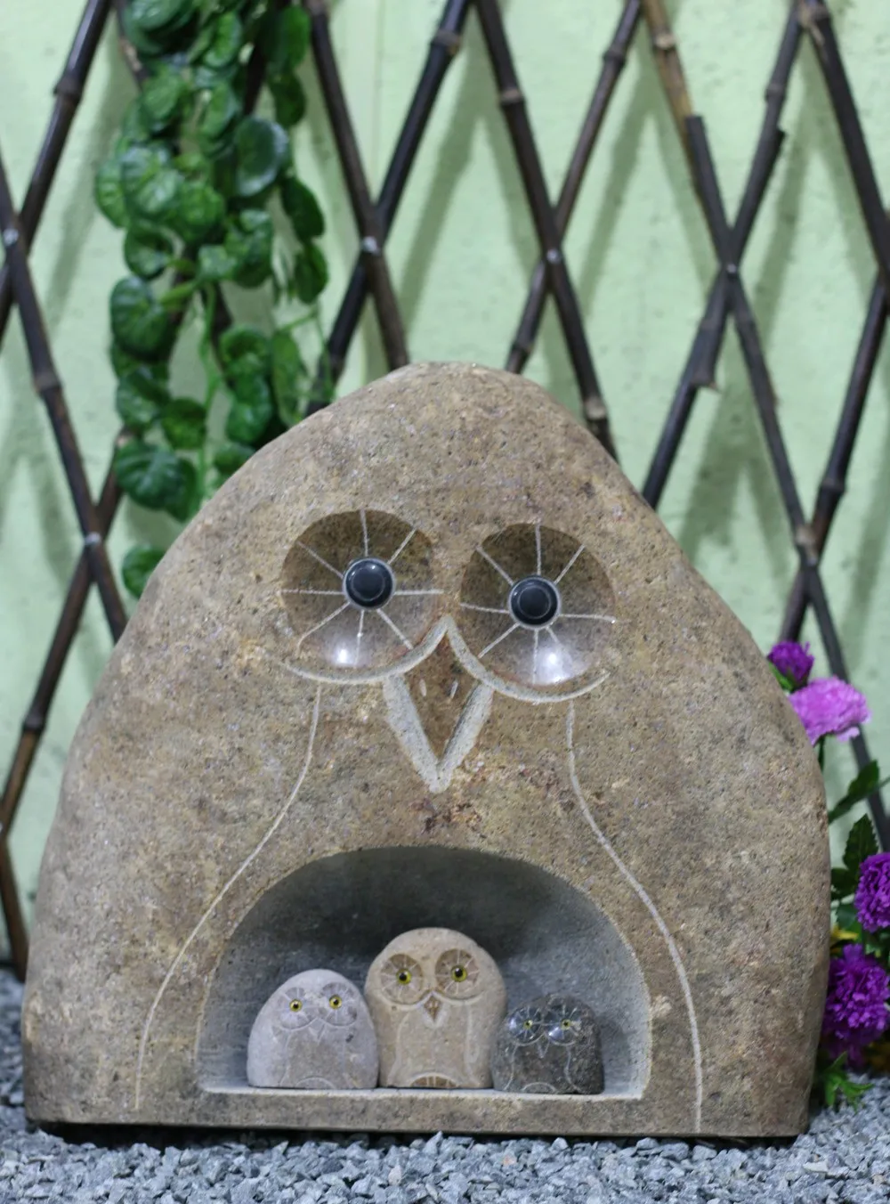 GAB613 River Rock Owl Statues For Sale
