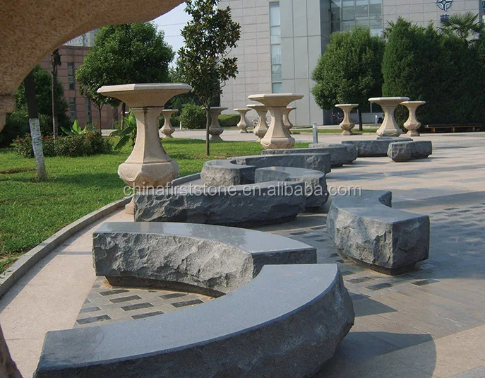 G654 Grey Granite Stone Cheap Curved Outdoor Garden Bench