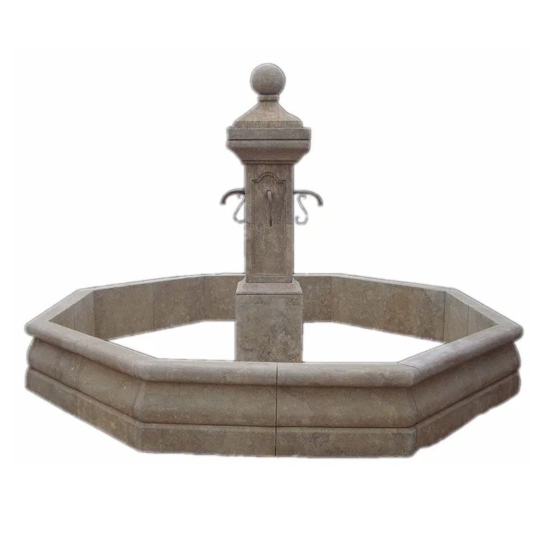 Fontaine à eau en travertin pour jardin extérieur