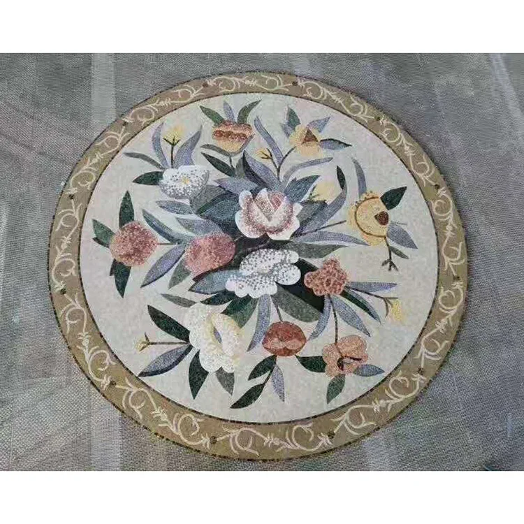 Natural Stone Round Mosaic Table Top Garden Coffee Table