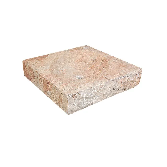 China Manufacturer Wholesale Beige Travertine Bathroom Wash Basin Square Lavabo
