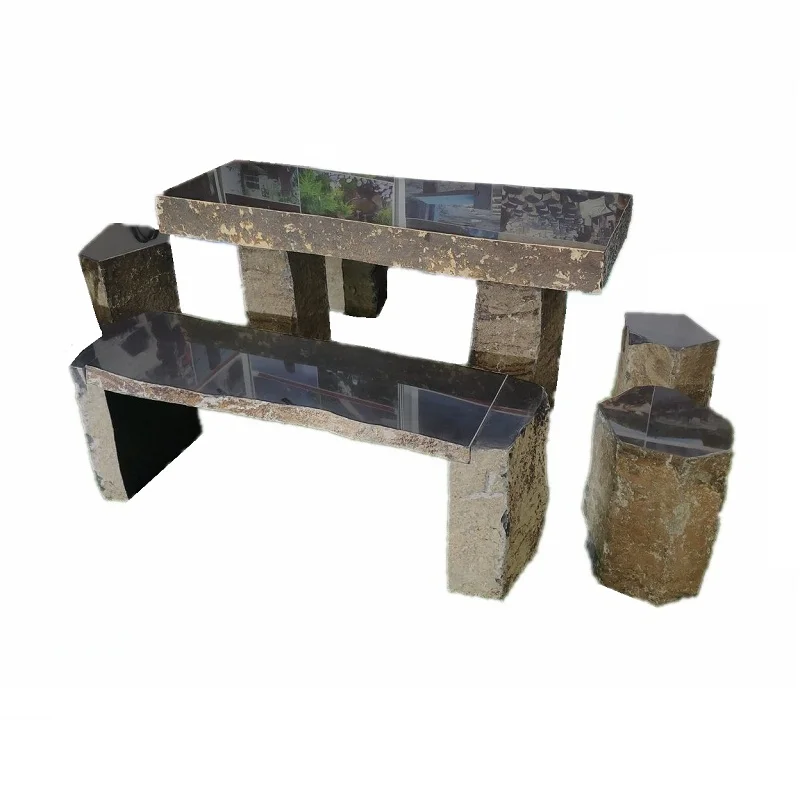 Chaise longue en granit noir et basalte poli naturel pour extérieur et intérieur GCF256