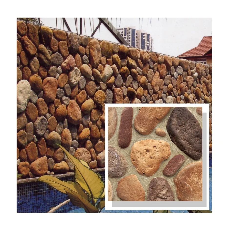 Villa Decoration River Pebble Rock Stone Retaining Walls