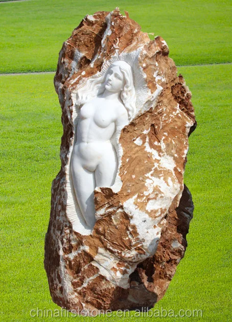 Natural White Marble Stone Life Size Naked Woman Sexy Garden Figure Statues Sculpture