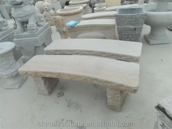 Banc incurvé d'extérieur en granit jaune G682 Meubles de jardin en pierre Banc de jardin en granit