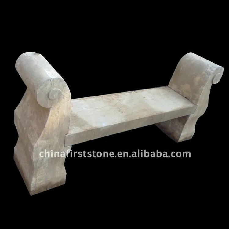 Cheapest and Hot Yellow Marble Stone Sale Antique Reproduction Outdoor Furniture Garden Bench