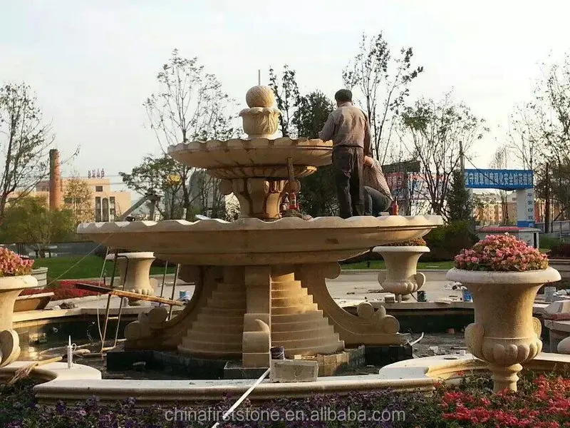 نافورة رخامية مزخرفة بتصميم جديد من الصين للبيع بالجملة نافورة مياه خارجية كبيرة