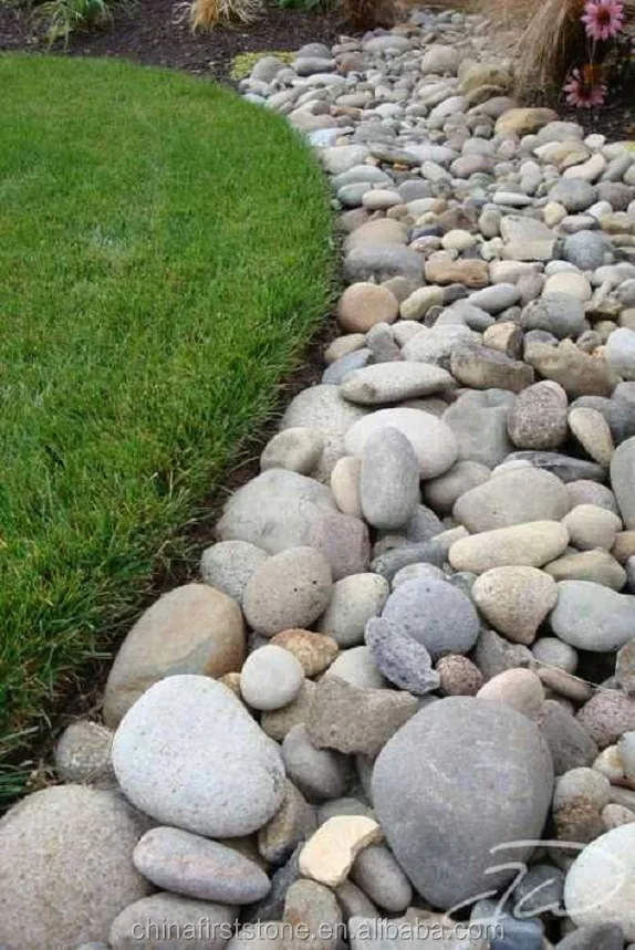 Guijarros de río para decoración de paisajes, venta al por mayor, personalizados, económicos, de varios tamaños, con flores de lluvia naturales, adoquines y guijarros para hoteles.