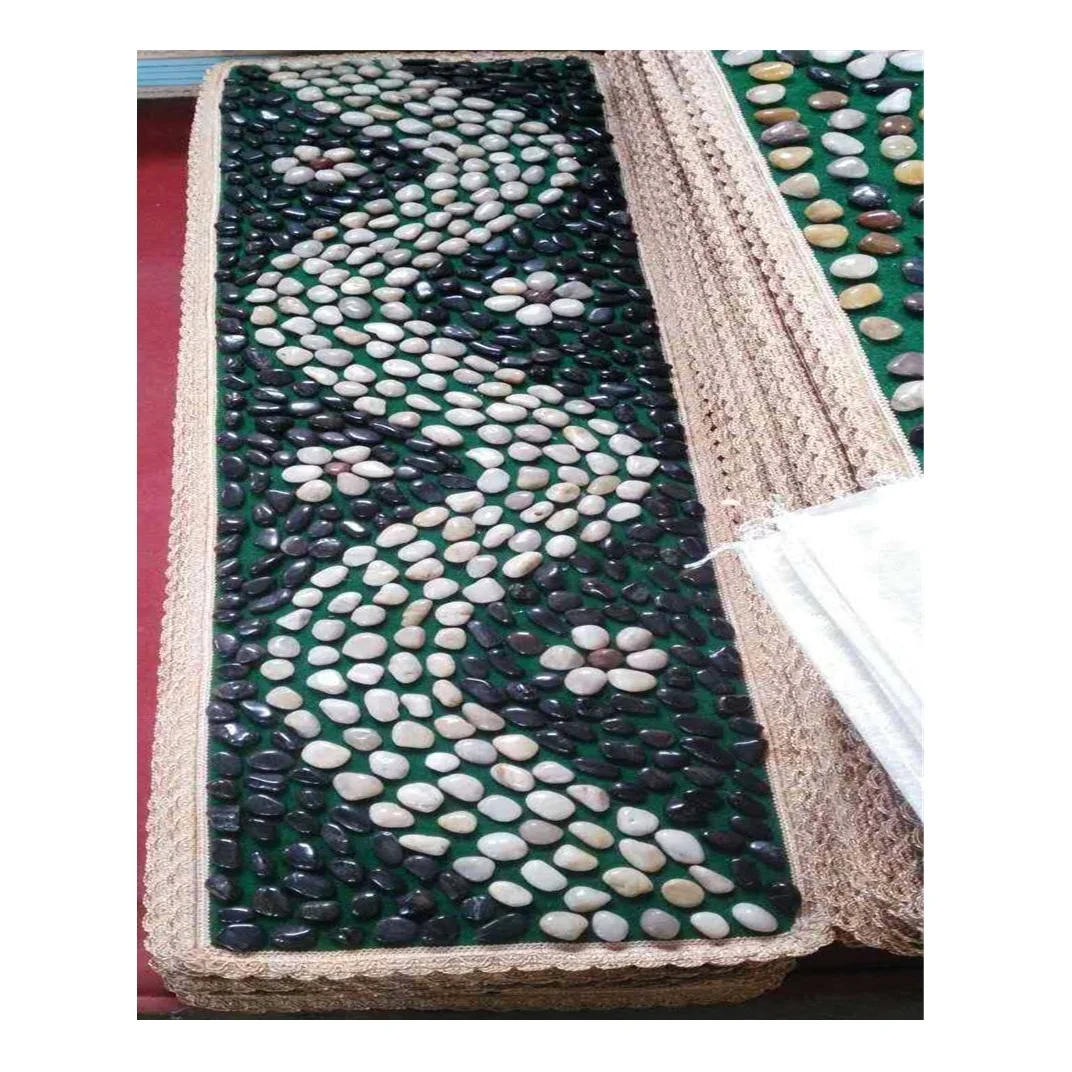 Polished Natural Pebble Stone Carpet Foot Message Bath Mats