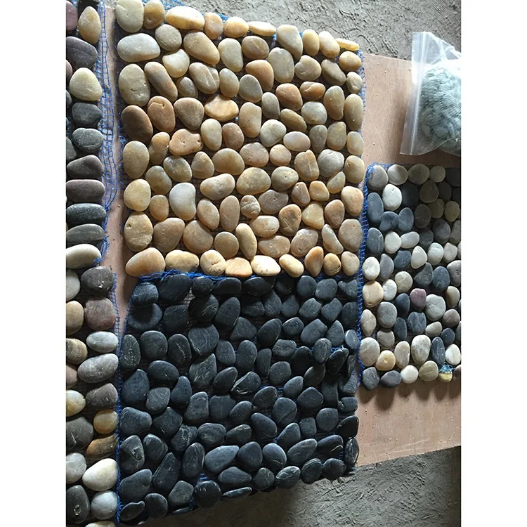 Polished Natural Pebble Stone Carpet Foot Message Bath Mats