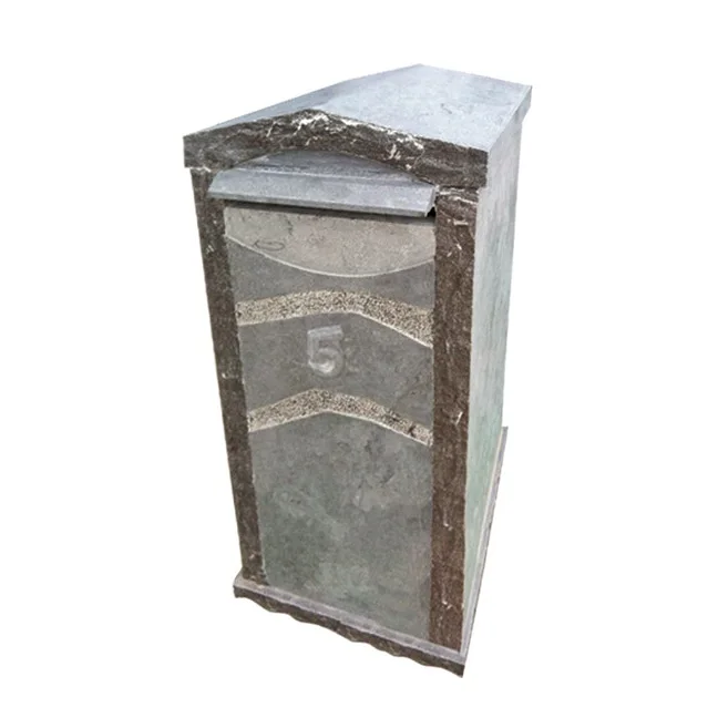 MAMG006 Wholesale Blue Limestone Garden Letter Box Stone Mailbox Outdoor With Stand Design