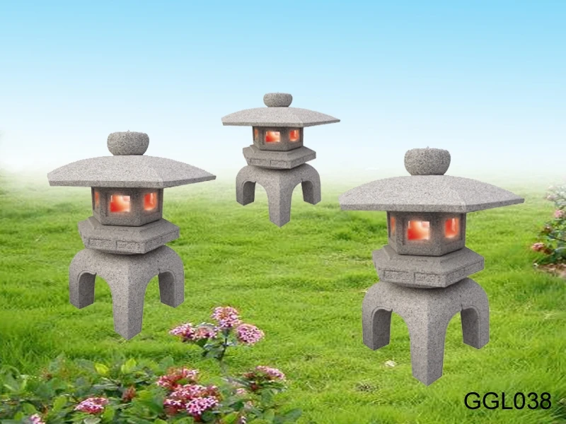Adornos de farolillos de piedra japoneses para decorar jardines o patios.