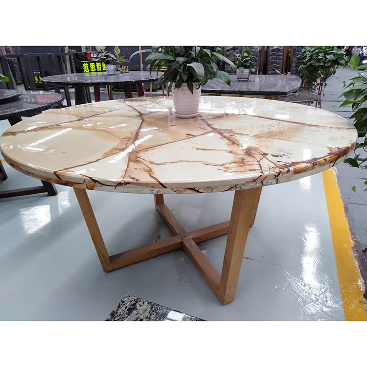 D90X55Cm Light Blue Onyx Furniture Coffee Table Round Luxury