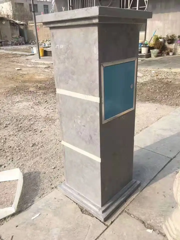 MAMG006 Wholesale Blue Limestone Garden Letter Box Stone Mailbox Outdoor With Stand Design