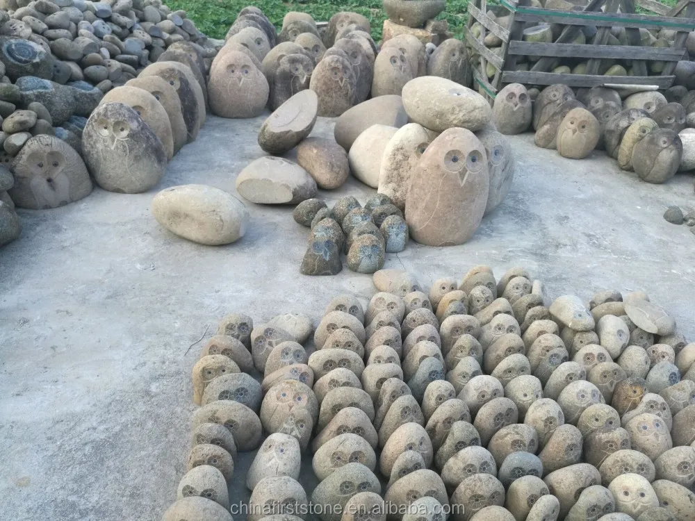GAB613 River Rock Owl Statues For Sale