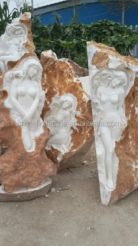 Natural White Marble Stone Life Size Naked Woman Sexy Garden Figure Statues Sculpture