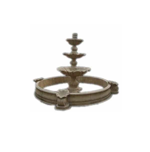 Fontaine à eau en travertin pour jardin extérieur