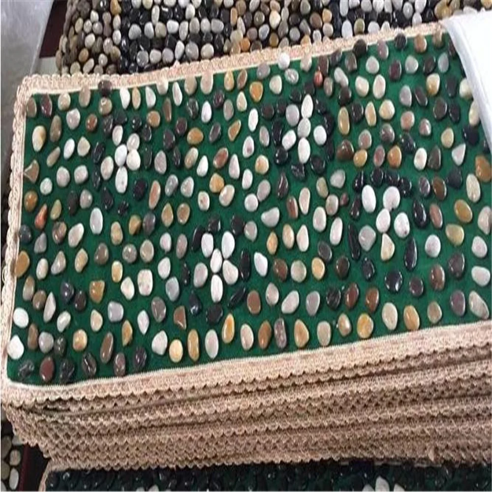Polished Natural Pebble Stone Carpet Foot Message Bath Mats