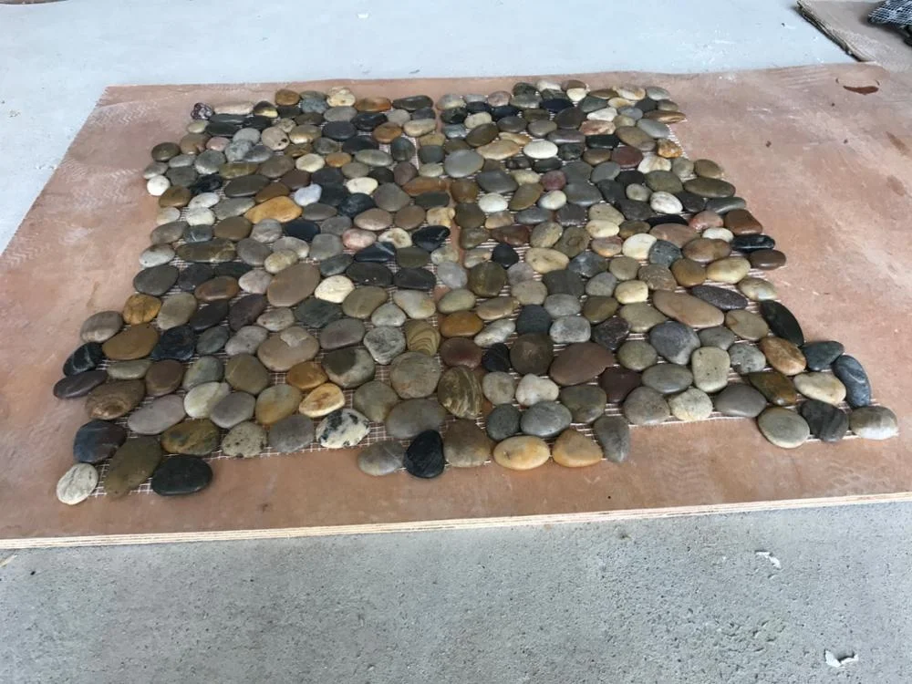 Polished Natural Pebble Stone Carpet Foot Message Bath Mats