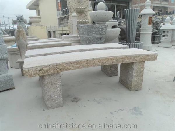 Banc incurvé d'extérieur en granit jaune G682 Meubles de jardin en pierre Banc de jardin en granit