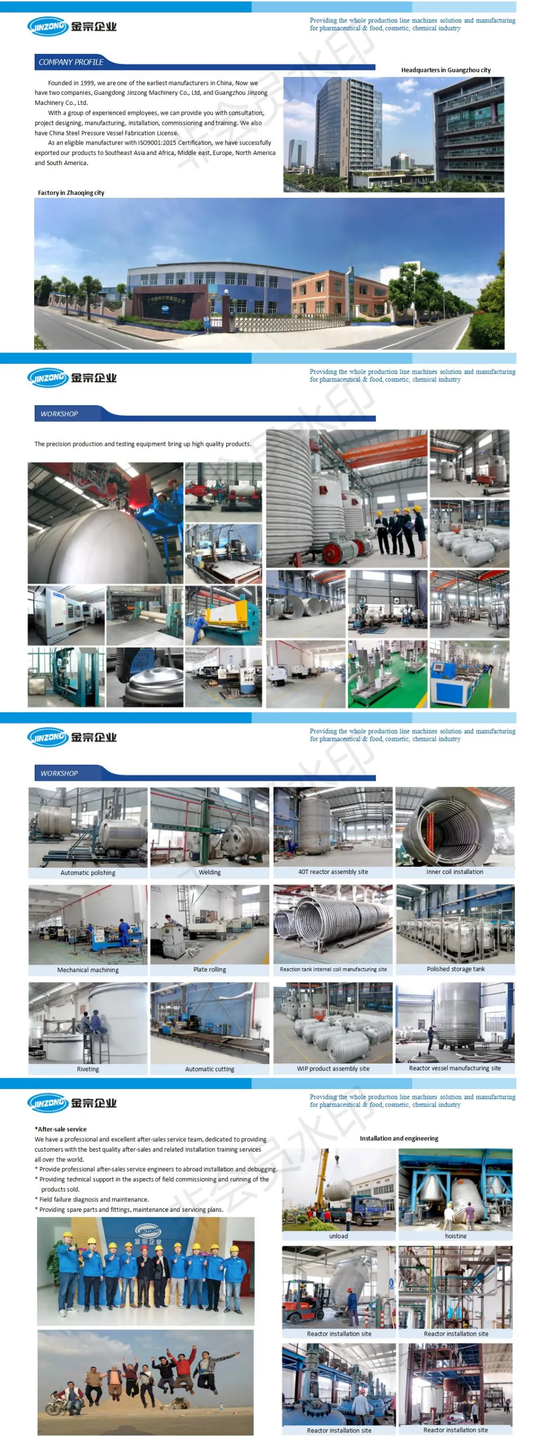 Stainless Steel Limpet Coil Mixing Tank SS304 SS316L Reactor