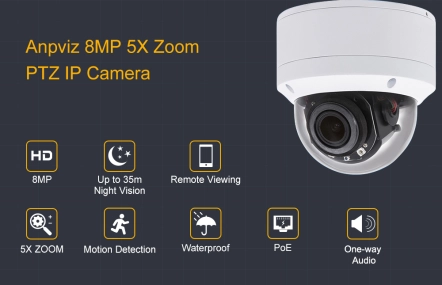 Caméra IP Anpviz 8MP 4K POE avec emplacement pour carte SD, système de  caméra NVR à