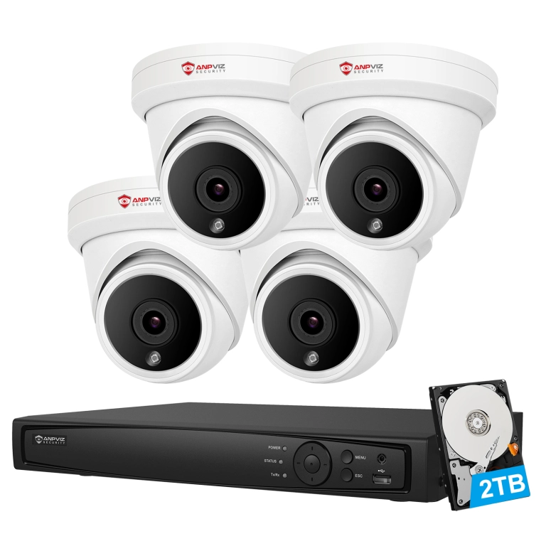 Sistema de cámara de seguridad inalámbrica de 8 canales NVR, 4 unidades,  cámara de vigilancia WiFi PTZ para exteriores con visión nocturna,  resistente