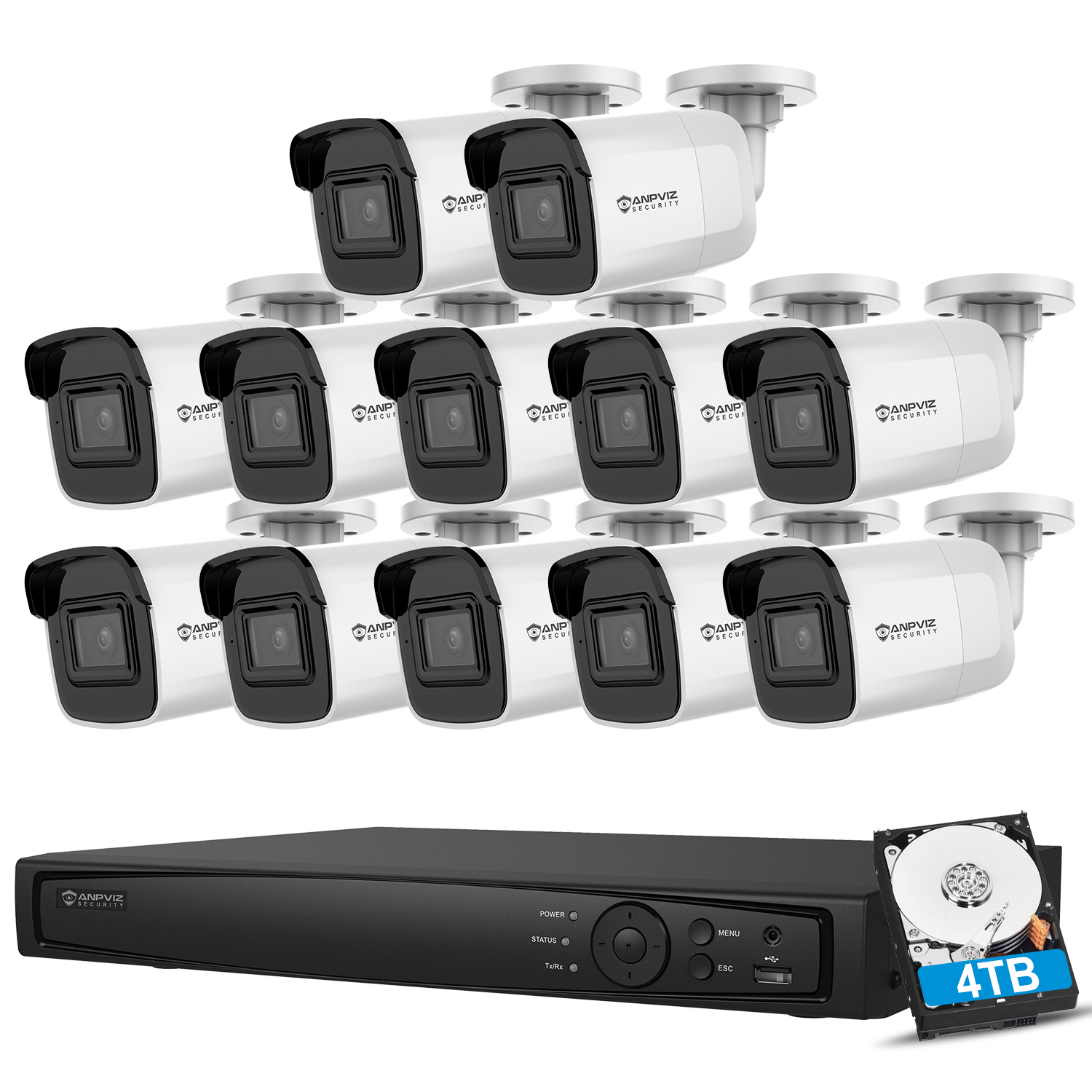 Anpviz 8MP IP POE Security Camera System, 16CH H.265 NVR with 4TB HDD