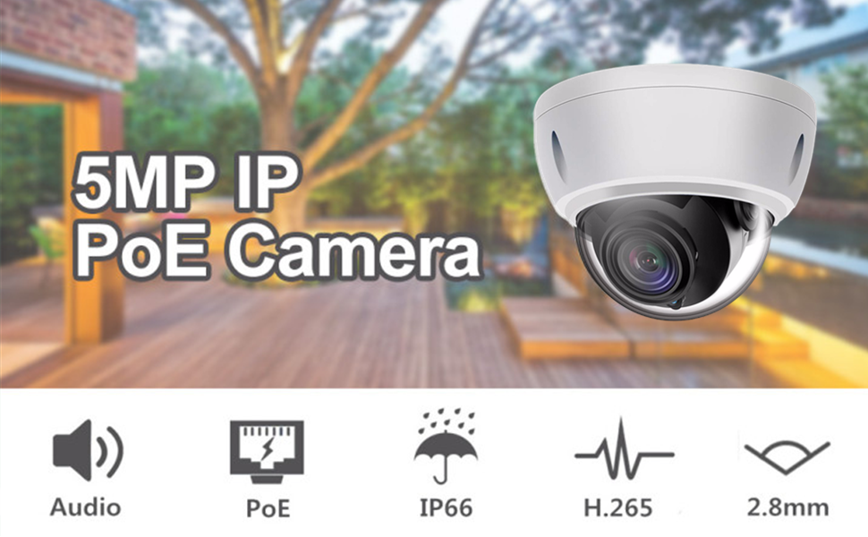 Anpviz Cámara IP POE de 5MP Cámara de bala CCTV de audio
