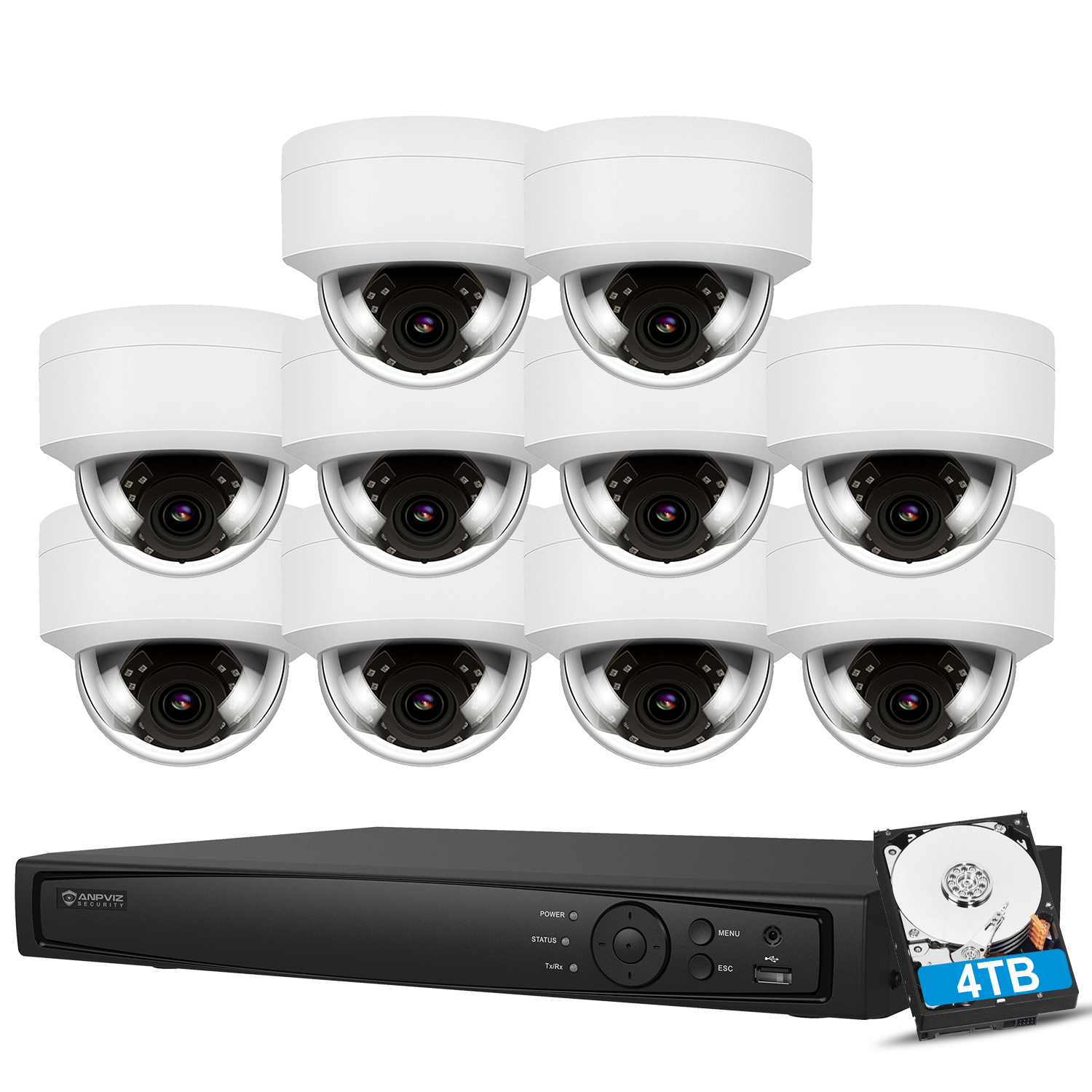 98ft Night Vision Hik-Connect Anpviz 5MP IP POE Security Camera System 8CH 4K H.265 NVR with 2TB HDD with Weatherproof 5MP Outdoor IP POE Dome Cameras Home Security System with Audio IVMS4200 6 
