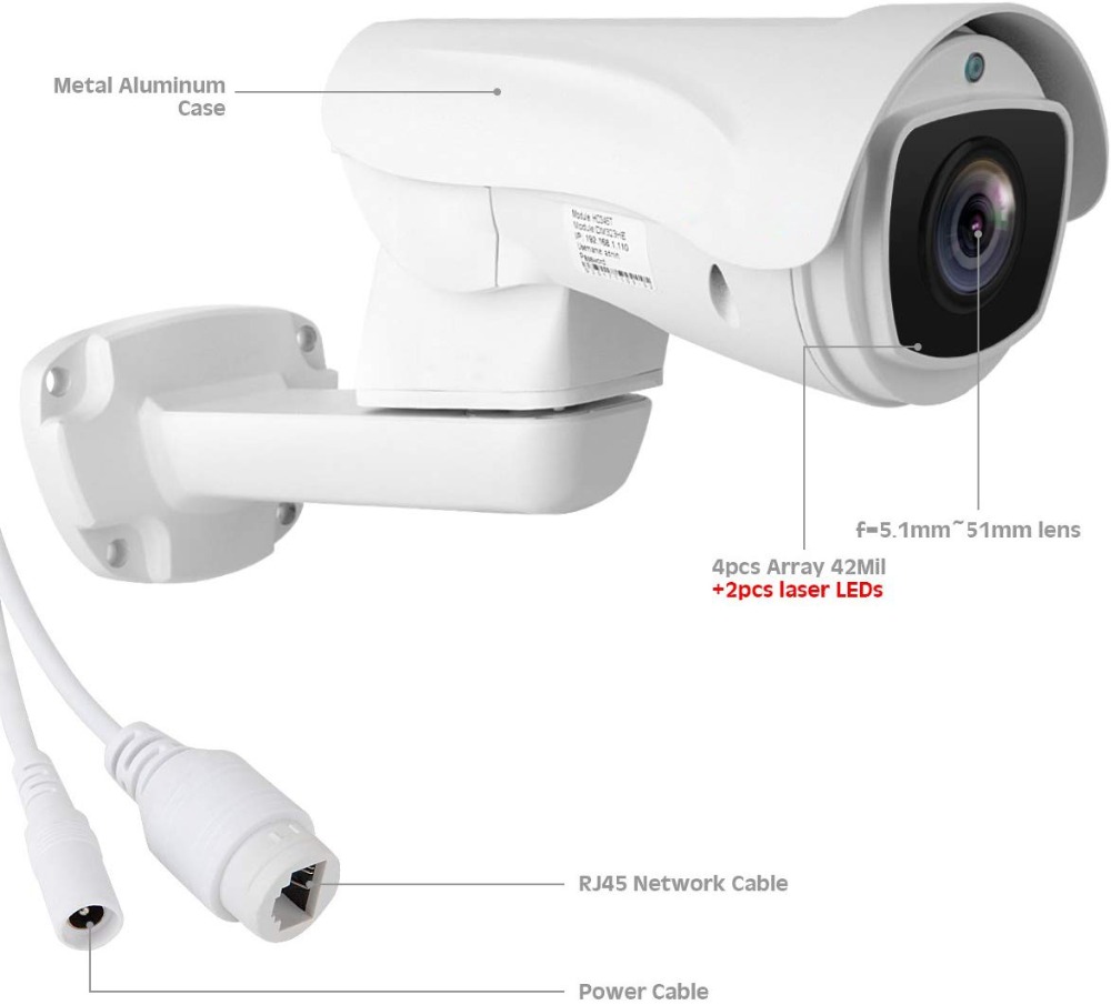 2MP 1080P 10xOptical Zoom  H.265PTZ Camera IP66 Surveillance Cameras/US Shipping 